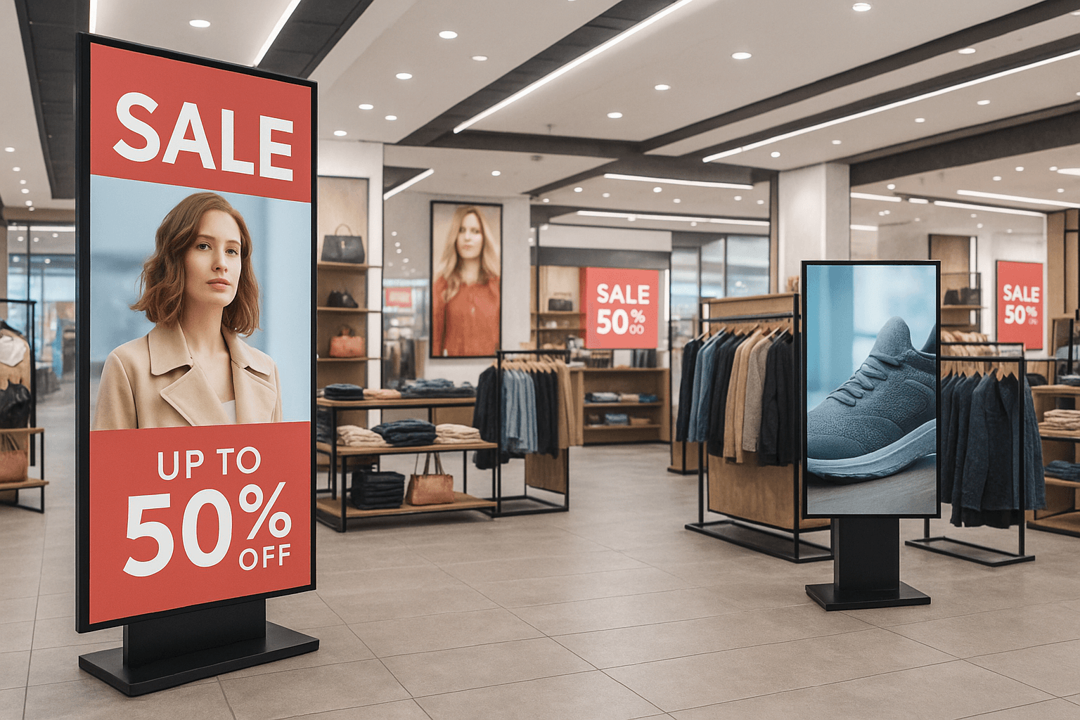 Retail digital signage in store